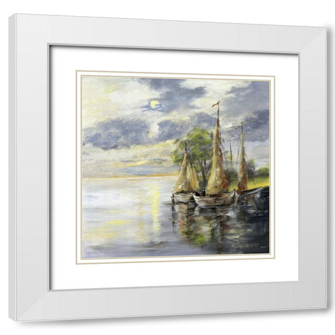 Dancing boats White Modern Wood Framed Art Print with Double Matting by Schottler, Katharina