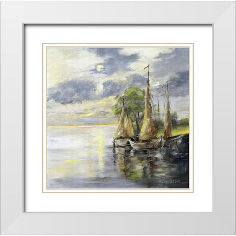 Dancing boats White Modern Wood Framed Art Print with Double Matting by Schottler, Katharina