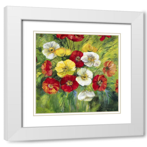 Bright coloured bouquet White Modern Wood Framed Art Print with Double Matting by Schottler, Katharina