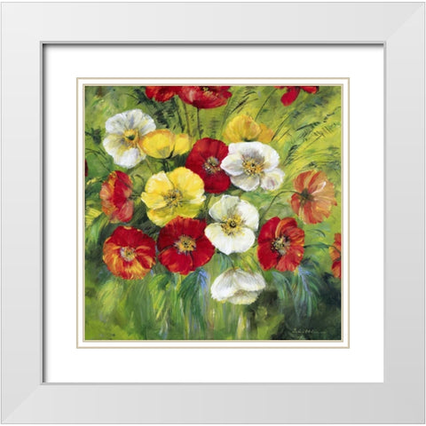Bright coloured bouquet White Modern Wood Framed Art Print with Double Matting by Schottler, Katharina