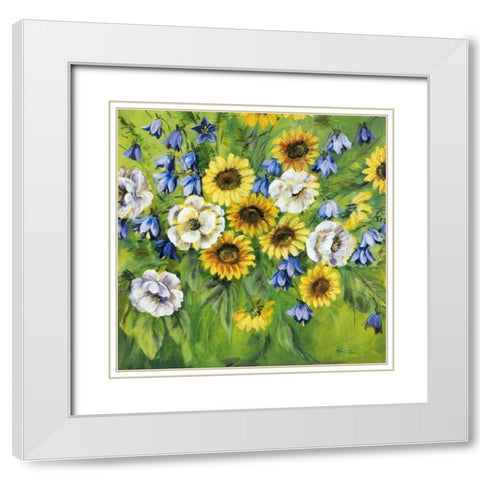 Mixed sunflower bouquet White Modern Wood Framed Art Print with Double Matting by Schottler, Katharina
