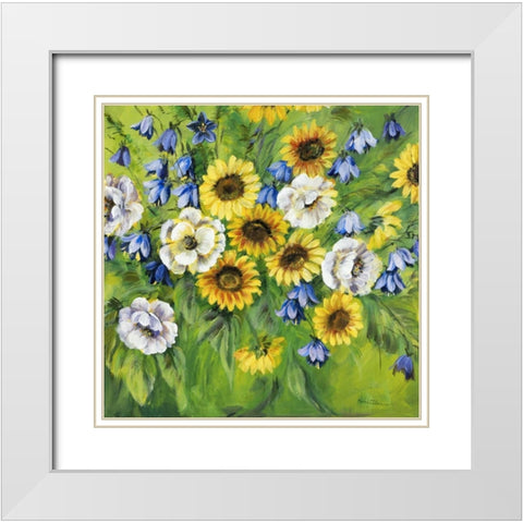 Mixed sunflower bouquet White Modern Wood Framed Art Print with Double Matting by Schottler, Katharina