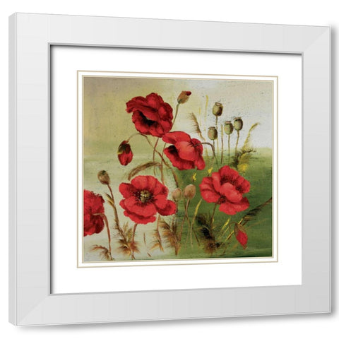 Red poppies composition I White Modern Wood Framed Art Print with Double Matting by Schottler, Katharina
