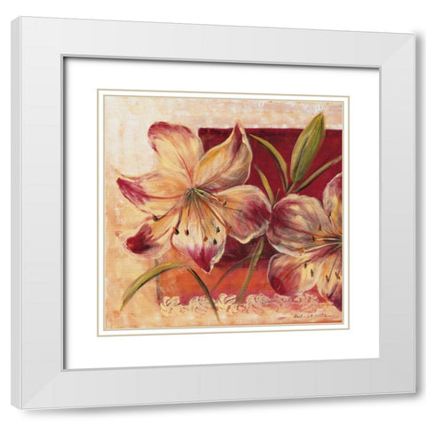 Classic Flower lll White Modern Wood Framed Art Print with Double Matting by Schottler, Katharina