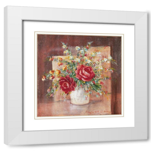 Flores Espanol l White Modern Wood Framed Art Print with Double Matting by Schottler, Katharina