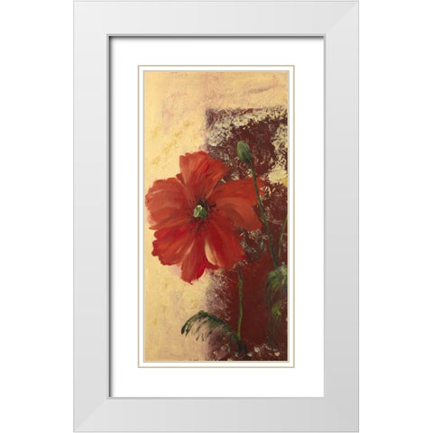 Redfloral I White Modern Wood Framed Art Print with Double Matting by Schottler, Katharina