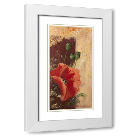Redfloral III White Modern Wood Framed Art Print with Double Matting by Schottler, Katharina