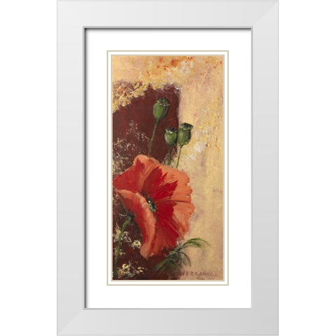 Redfloral III White Modern Wood Framed Art Print with Double Matting by Schottler, Katharina