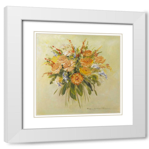 Tradition bouqet III White Modern Wood Framed Art Print with Double Matting by Schottler, Katharina