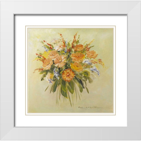 Tradition bouqet III White Modern Wood Framed Art Print with Double Matting by Schottler, Katharina