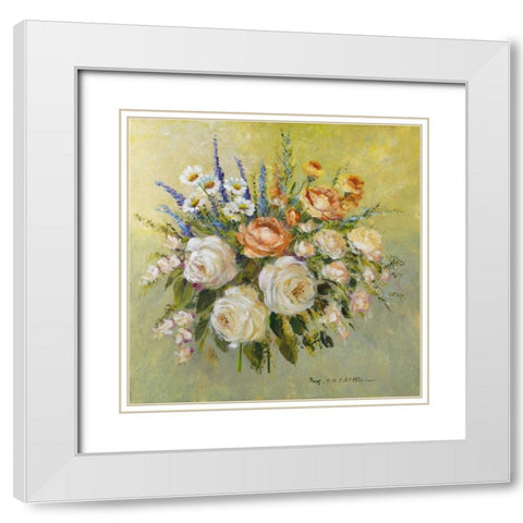 Tradition bouqet III White Modern Wood Framed Art Print with Double Matting by Schottler, Katharina
