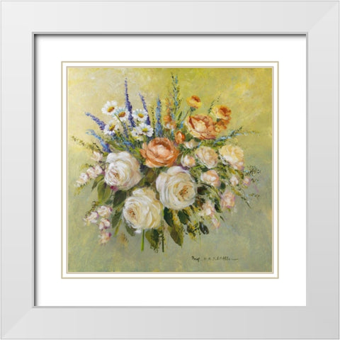 Tradition bouqet III White Modern Wood Framed Art Print with Double Matting by Schottler, Katharina