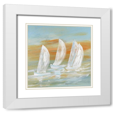 Sailing I White Modern Wood Framed Art Print with Double Matting by Schottler, Katharina