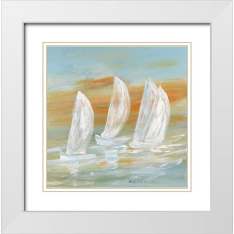 Sailing I White Modern Wood Framed Art Print with Double Matting by Schottler, Katharina