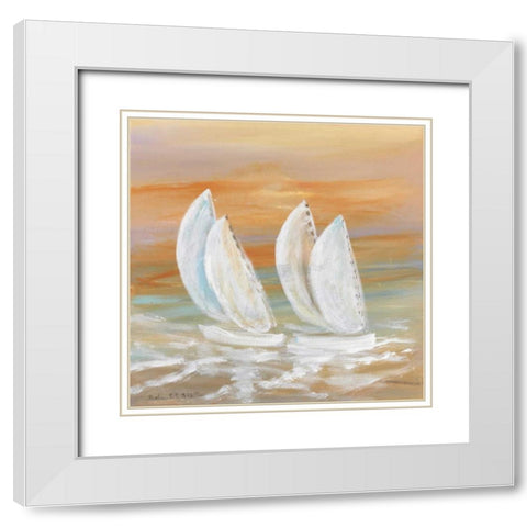 Sailing II White Modern Wood Framed Art Print with Double Matting by Schottler, Katharina