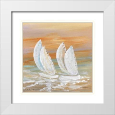 Sailing II White Modern Wood Framed Art Print with Double Matting by Schottler, Katharina