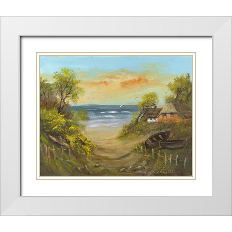 Path to the beach White Modern Wood Framed Art Print with Double Matting by Schottler, Katharina