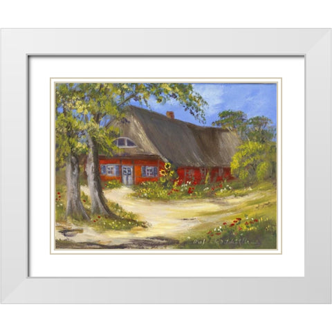 Red House  White Modern Wood Framed Art Print with Double Matting by Schottler, Katharina