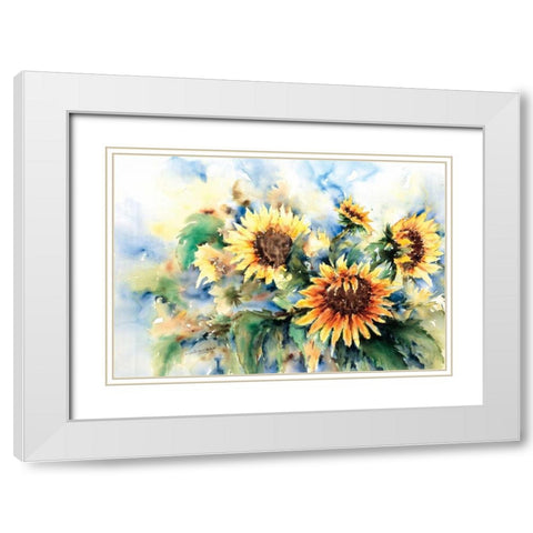 A bouquet of sunflowers White Modern Wood Framed Art Print with Double Matting by Kalsbeek-Vlasma, Klaske
