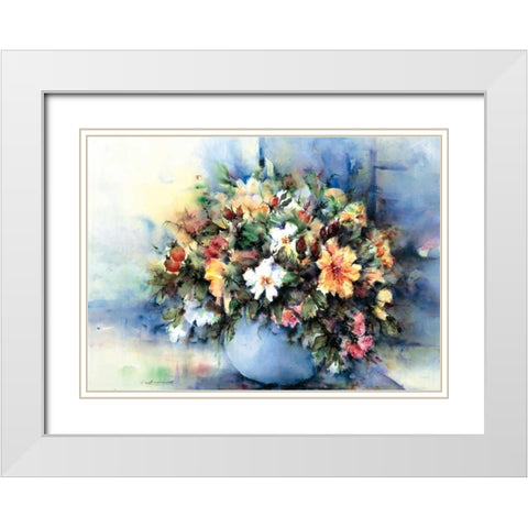 Roses from my garden White Modern Wood Framed Art Print with Double Matting by Kalsbeek-Vlasma, Klaske