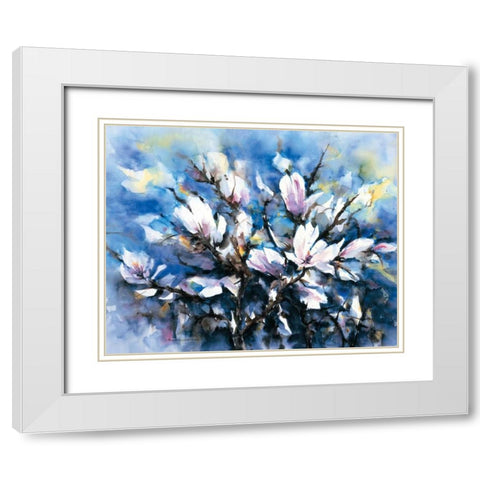 Magnolia White Modern Wood Framed Art Print with Double Matting by Kalsbeek-Vlasma, Klaske