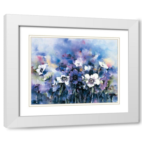 Primroses White Modern Wood Framed Art Print with Double Matting by Kalsbeek-Vlasma, Klaske
