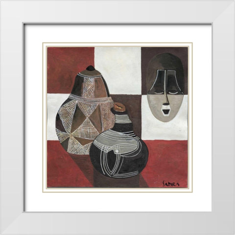 Africa sybol White Modern Wood Framed Art Print with Double Matting by Manek, Sabira