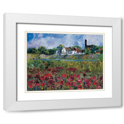 My village at the river White Modern Wood Framed Art Print with Double Matting by Cruysberg, Marijke