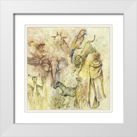 Wild Animals White Modern Wood Framed Art Print with Double Matting by Cruysberg, Marijke