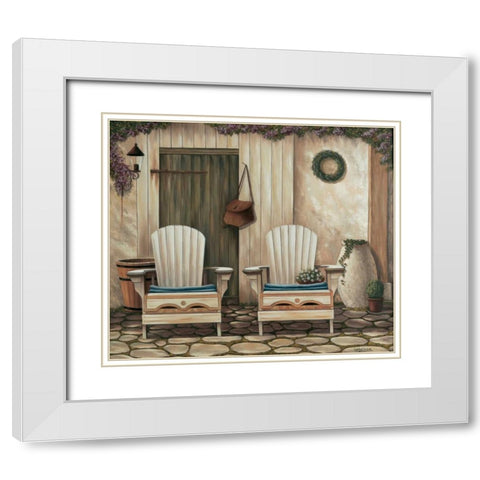 Chairs  White Modern Wood Framed Art Print with Double Matting by Schutte, Michel