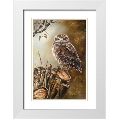 Sleeping bird White Modern Wood Framed Art Print with Double Matting by Schutte, Michel