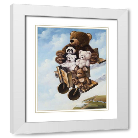 Teddy Bear trip I White Modern Wood Framed Art Print with Double Matting by Schutte, Michel