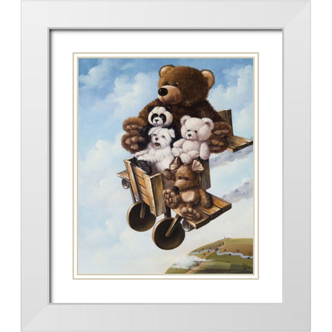 Teddy Bear trip I White Modern Wood Framed Art Print with Double Matting by Schutte, Michel