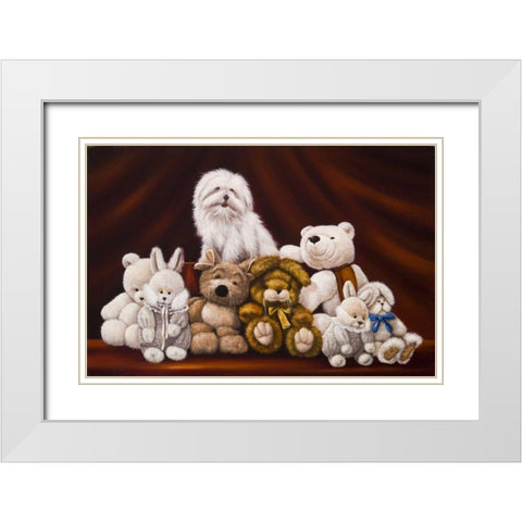 All Friends White Modern Wood Framed Art Print with Double Matting by Schutte, Michel