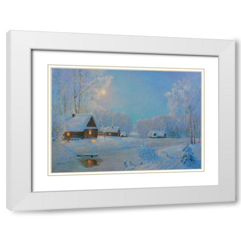 Winter II White Modern Wood Framed Art Print with Double Matting by Arndt, Nicolaj