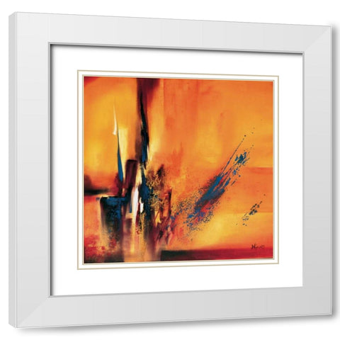 Abstract Impressions l White Modern Wood Framed Art Print with Double Matting by Geurts, Nelly
