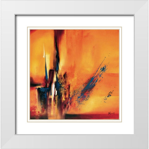 Abstract Impressions l White Modern Wood Framed Art Print with Double Matting by Geurts, Nelly