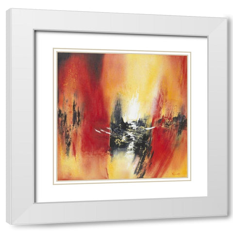 Orange Red I White Modern Wood Framed Art Print with Double Matting by Geurts, Nelly