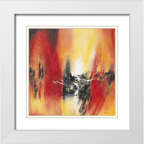 Orange Red I White Modern Wood Framed Art Print with Double Matting by Geurts, Nelly