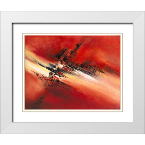 Abstraction I White Modern Wood Framed Art Print with Double Matting by Geurts, Nelly