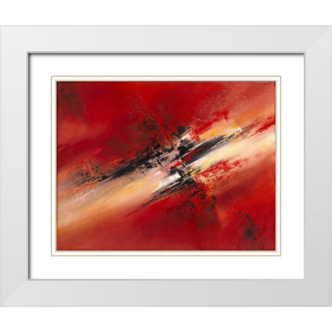 Abstraction II White Modern Wood Framed Art Print with Double Matting by Geurts, Nelly