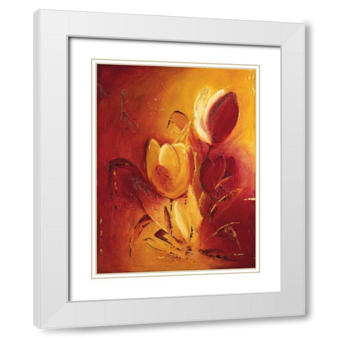 Blooming Tulips bouquet I White Modern Wood Framed Art Print with Double Matting by Pelzer-Janssen, Ine