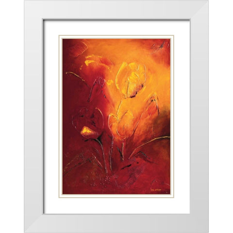 Blooming Tulips bouquet III White Modern Wood Framed Art Print with Double Matting by Pelzer-Janssen, Ine