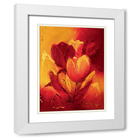 Blooming Tulips bouquet I White Modern Wood Framed Art Print with Double Matting by Pelzer-Janssen, Ine