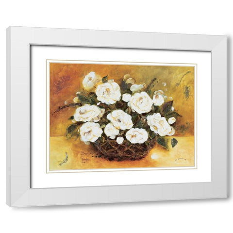 Bouqet White Flowers White Modern Wood Framed Art Print with Double Matting by Pelzer-Janssen, Ine