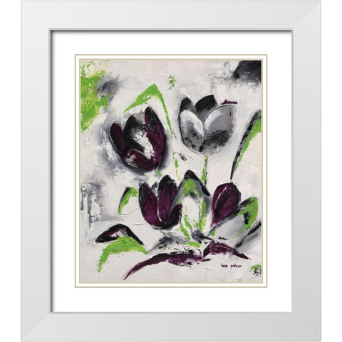 Abstract Tulip II White Modern Wood Framed Art Print with Double Matting by Pelzer-Janssen, Ine