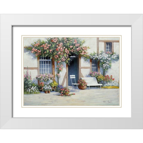 Pretty in pink White Modern Wood Framed Art Print with Double Matting by Motz, Peter