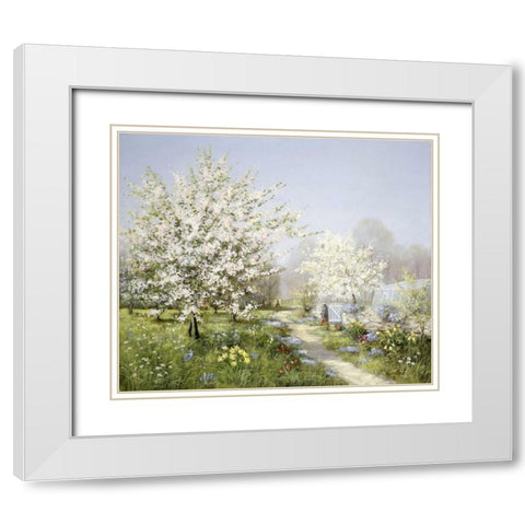 Spring blossoms White Modern Wood Framed Art Print with Double Matting by Motz, Peter