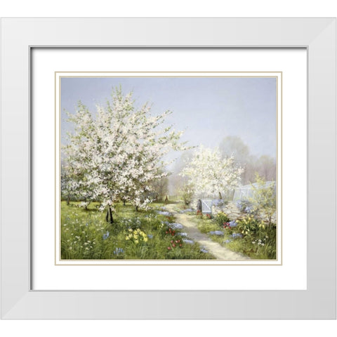 Spring blossoms White Modern Wood Framed Art Print with Double Matting by Motz, Peter