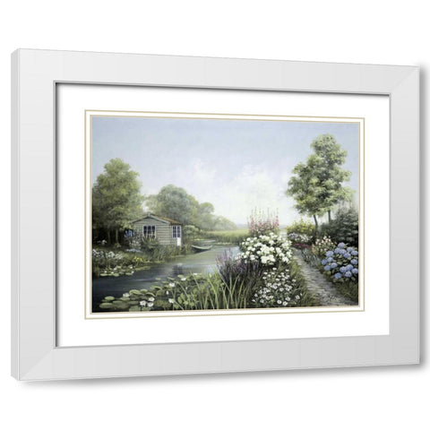 Quiet waters White Modern Wood Framed Art Print with Double Matting by Motz, Peter